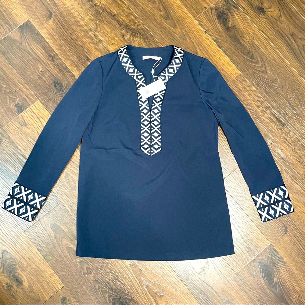 TORY BURCH Tunic with Taping Navy NWT